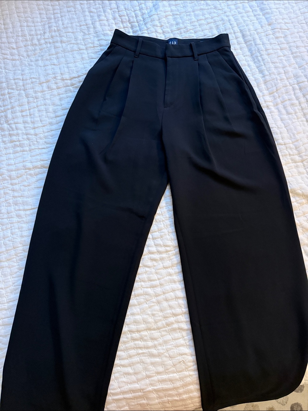 GAP Black High-Rise Wide Leg Pleated Trousers